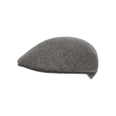 Grey wool moulded flat cap